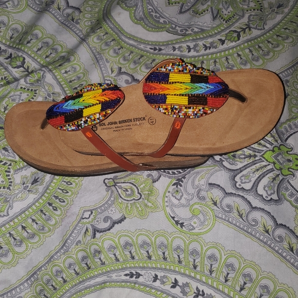 Pretty Colored Beaded Sandals Genuine Leather - Picture 7 of 8